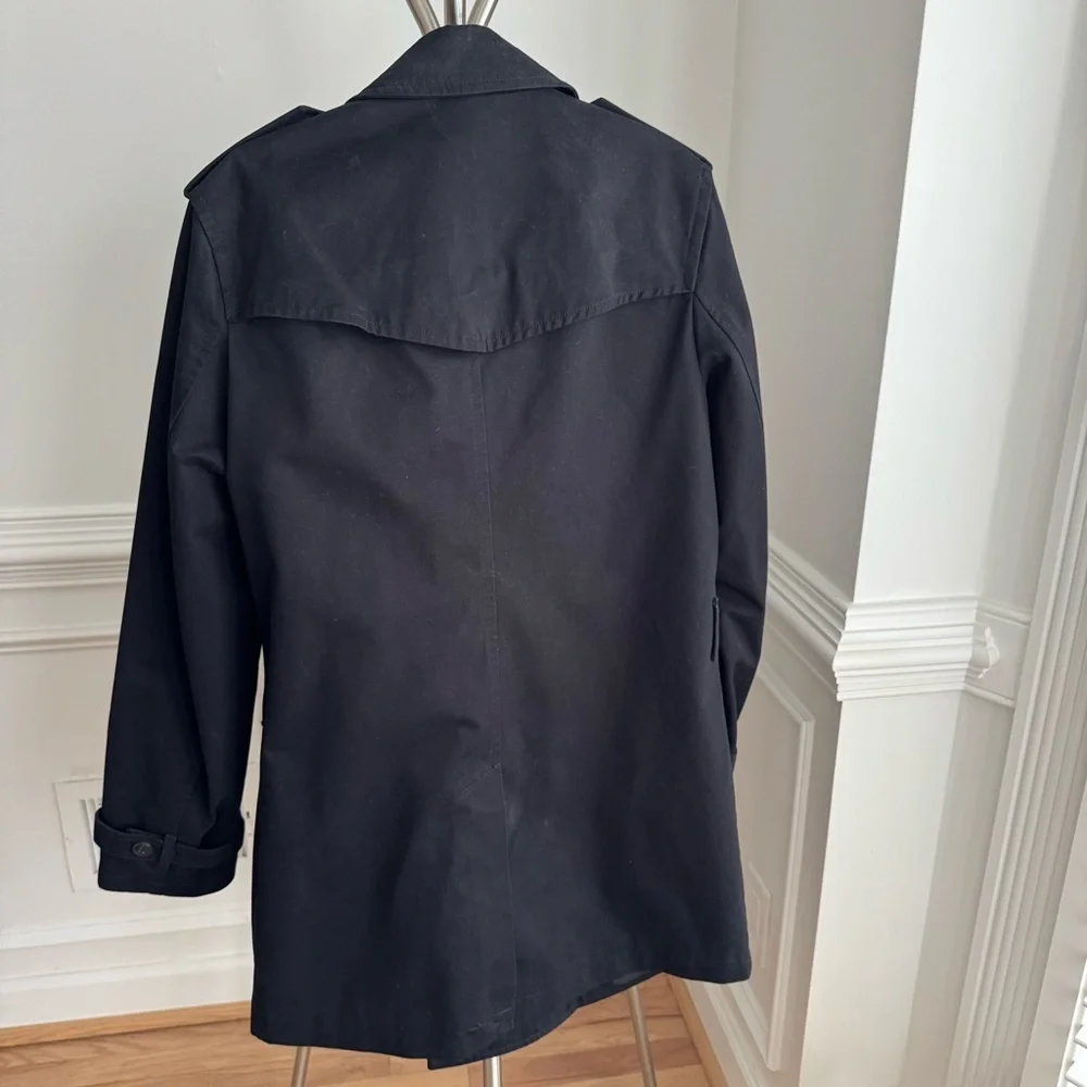 Banana Republic Men's Black Double-Breasted Trench Coat Medium